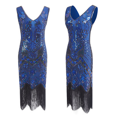 

〖Follure〗Womens 1920s Flapper Dress Crystal Sequin Embellished Fringed Gatsby Dress