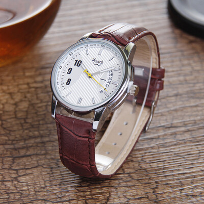 

New sloggi leather fan-shaped calendar watch mens life waterproof business belt watch female wish hot sale