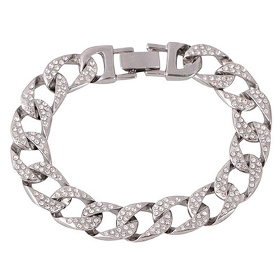 

New Style Arrival Europe Hip-Hop Bracelet Shiny Zircon Dragon Head Buckle Cuban Chain Fixing Color Mens Bracelet Jewelry Gifts