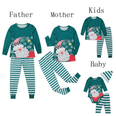 

Christmas Family Matching Cute Pajamas Adult Women Kids Baby Sleepwear Set Plus