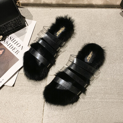 

Transparent wool slippers for women wearing ins outdoors in summer