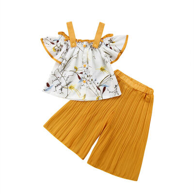 

Newborn Kids Baby Girls Floral Off Shoulder Tops Pants Outfits Clothes Set