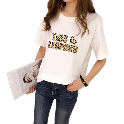 

Pullover Fashion Women T-Shirt Short Sleeve Leopard Print Summer Loose Tops