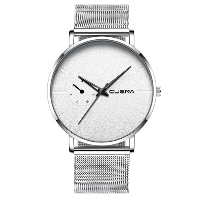 

CUENA Men Women Fashion Simple Sport Stainless Steel Mesh Band Watch Couples Casual Business Quartz Watch