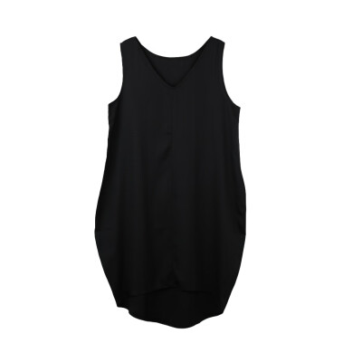 

New Fashion Women Tank Mini Dress V Neck High Low Hem Loose Casual Asymmetric Shift Dress BlackGrey