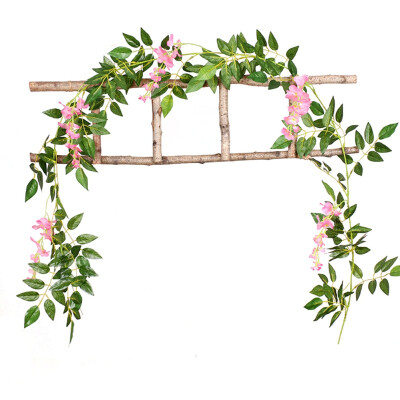 

2m Simulation Wisteria Flower Vines Wedding Decorations Artificial Flowers Arch Decor with Green Leaves Hanging Wall Garland