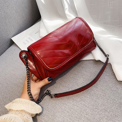 

Advanced foreign gas bag 2019 new chic chain bag retro small square bag fashion simple oblique satchel bag