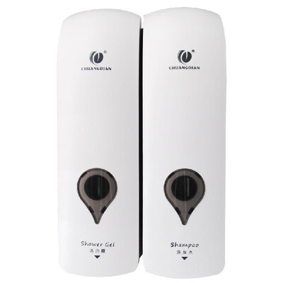 

CHUANGDIAN 300ml2 NO Drilling Wall Mounted Double-Head Manual Soap Dispenser Bathroom Shower Gel Liquid Shampoo Dispenser Holder-