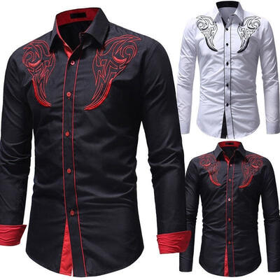 

Men Fashion Casual Long Sleeve T-shirt Shirts Business DressSlim Fit Tops