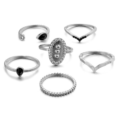 

6PcsSet Fashion Ring Bohemia Charm Gold Color Midi Finger Ring Set For Women Vintage Knuckle Party Rings Punk Jewelry