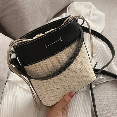 

Summer small fresh texture small bag woman 2019 new Chaohan version of the ocean air slanted bucket bag