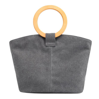 

Elegant Women Round Top-Handle Bags Canvas Clutch Casual Handbags Wristlets