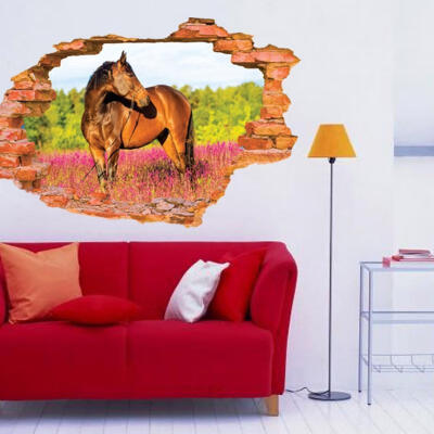 

3D Broken Wall Pattern Wall Stickers Horse Wall Decals Vinyl Stickers Home Decor