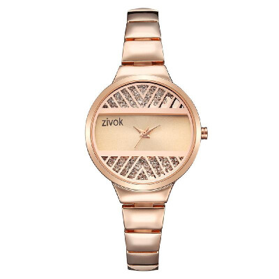 

ZIVOK Women Quartz Wrist Watch Stainless Steel Dimensional Carving Flower Dial Watch World Time Display with Gift Box