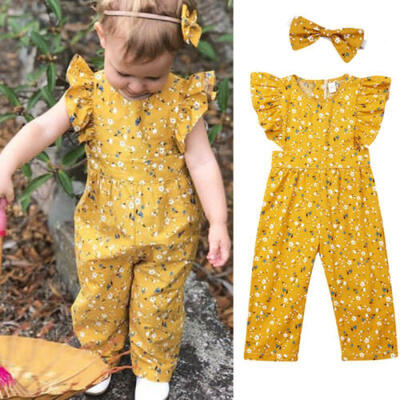 

Toddler Infant Baby Girl Cotton Romper Jumpsuit Bodysuit Headband Clothes Outfit