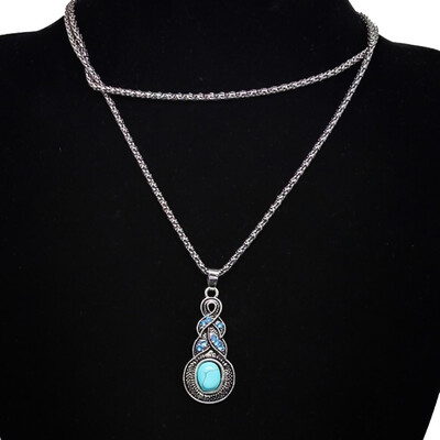 

Ladies Fashion Charm Bohemian Turquoise Beads Collar Bib Necklace Pendant Summer Beach Party Fine Jewelry Accessories