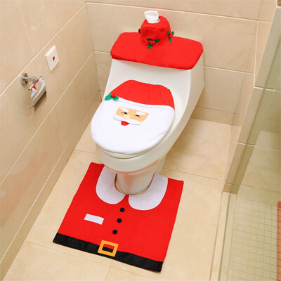 

〖Follure〗3PCS Fancy Santa Toilet Seat Cover&Rug Bathroom Set Christmas Decor