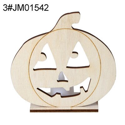 

Wooden Pumpkin Skull LED Light Stand Desktop Decor Halloween Party Supplies