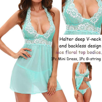 

USA Womens Lingerie Babydoll Sleepwear Underwear Lace Dress G-string Nightwear