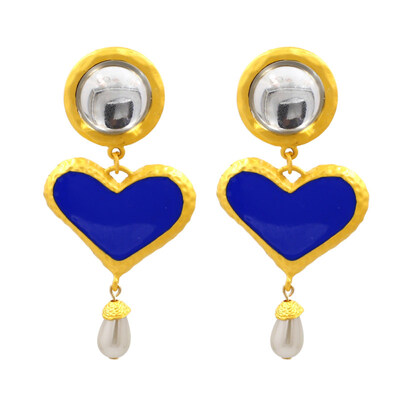 

Bohemia Women Heart Enamel Faux Pearl Charm Statement Stud Earrings Jewelry Gift