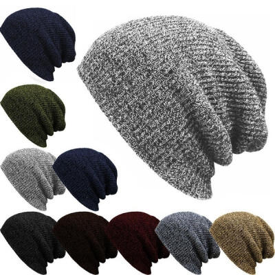 

Men Slouch Skull Oversize Long Beanie Women Baggy Cap Crochet Knit Ski Hat