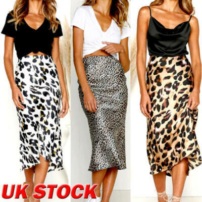 

Lady Women Leopard Print Bodycon Midi Skirt High Waist Party Cocktail Wrap Dress