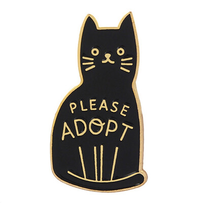 

Funny See You In Hell Middle Finger Ghost Black Cat Please Adopt Enamel Brooch