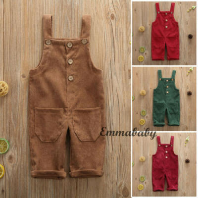 

0-5T Toddler Baby Boys Winter Warm Pants Solid Color Corduroy Bib Pants