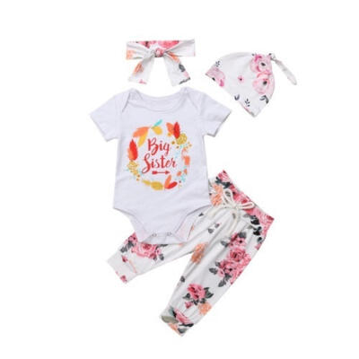 

Fashion Newborn Baby Girl Cotton Top Romper Floral Pants Headband Outfit Clothes