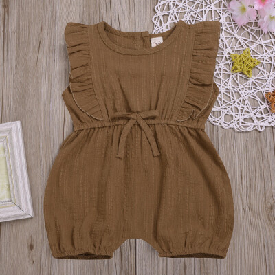 

Summer Toddler Kid Baby Girls Ruffled Solid Color Romper Jumpsuit Outfit Sunsuit
