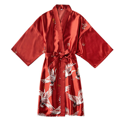 

Toponeto Women Pajamas Silk-Like Fashionable Crane Sexy Nightgown Bathrobe Sexy Underwear