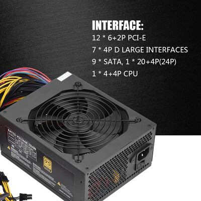 

Greensen 160-240V 2000W 95 Fan PSU Power Supply for 8 GPU Miner Mining Machines mining power supply psu