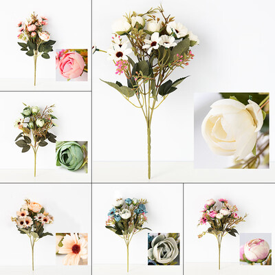 

Camellia Simulation Bouquet Artificial Silk Flower Rose Wedding Home Table Decor