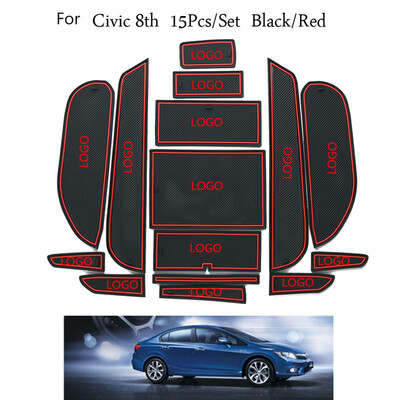 

15PCSSet Door Pad Interior Gate Slot Mat Anti-Slip Cup Holder Mat Cushion Replacement for Honda Civic 8th