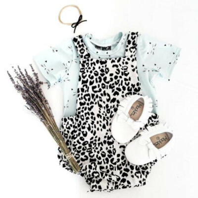 

Newborn Baby Girls Clothes Leopard Print Headband Romper Bodysuit Outfits Summer
