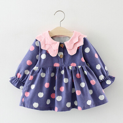 

Newborn Infant Baby Girl Long Sleeve Dot Princess Dress Clothes Outfits