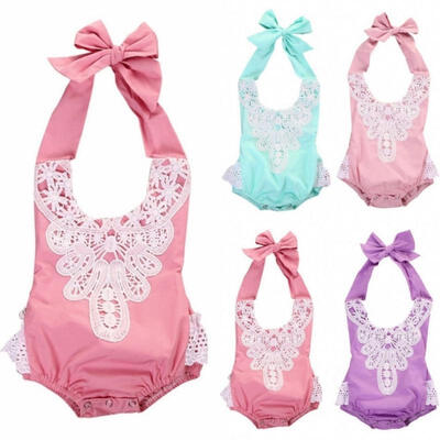 

Newborn Infant Baby Girl Jumpsuit Bodysuit Floral Lace Romper Clothes Sunsuit