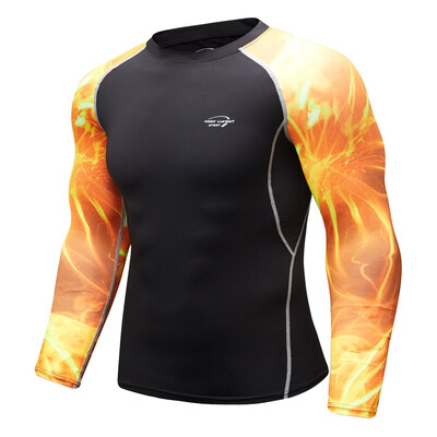 

Toponeto Mens Breathable Long Sleeve Yoga Fitness Print Sport Soft T-Shirt Top Blouse
