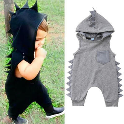 

USA Newborn Infant Baby Boy Girl Dinosaur Hooded Romper Jumpsuit Clothes Outfit