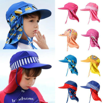 

Kids Boy Girl Sun Caps UV50 Protection Long Neck Flap Outdoor Beach Swim Hat US