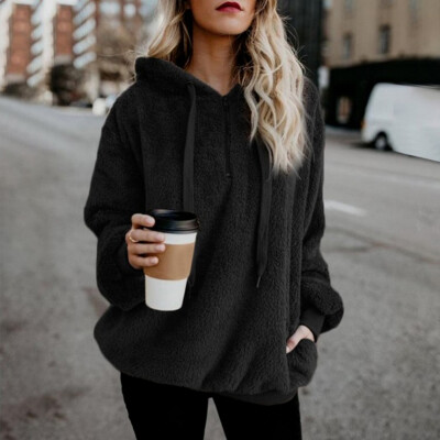 

Sweater Womens Long Sleeve Hooded Solid Color Sweater Casual Zipper Warm Coat