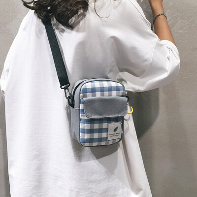

Summer Messenger bag net red packet wild ins plaid canvas bag handbag 2019 new fashion shoulder bag