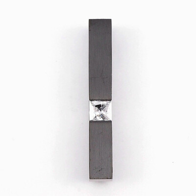 

304 Stainless Steel Pendants with Cubic Zirconia Rectangle Gunmetal 33x5x6mm Hole 4x5mm