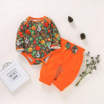 

US 2019 Halloween Newborn Baby Boy Girl Clothes Tops RomperlLong Pants Outfit