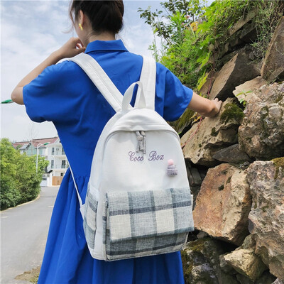 

Happy schoolbag girl Korean version of high school insfeng college students shoulder bag old feeling young girl fresh simple Backp