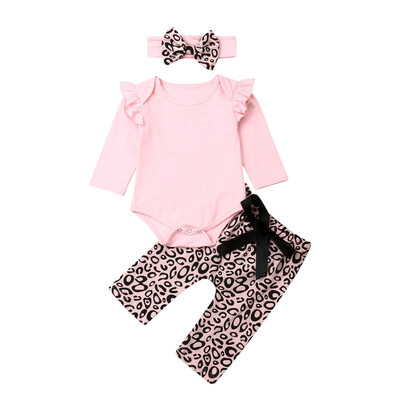 

3Pcs Newborn Infant Baby Girls Outfit Clothes Romper Jumpsuit BodysuitPants Set