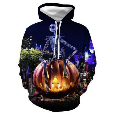 

Europe&the United States Foreign Trade Halloween Jack Cry Parade Pumpkin 3d Digital Print Hooded Sweater Mens Head Couples