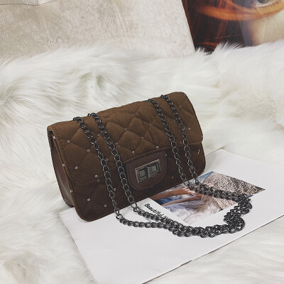 

New small bag female 2018 new velvet fashion sequins small fragrance lock single shoulder Messenger bag tide small square bag