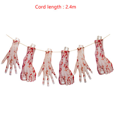 

68pcs Halloween Decoration Bloody Limbs Garland Scary Hanging Hands foot Props