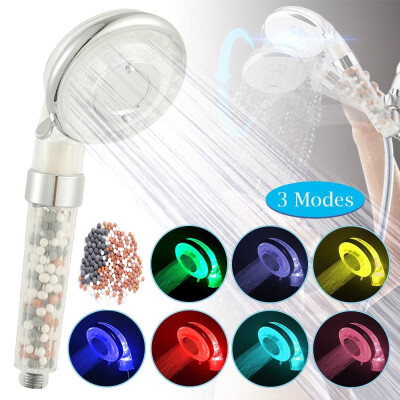 

LED Shower Head with 3 Modes Double Filter System Spray Head 7 Colors Handheld High Pressure Spa Showerhead with Mineral Balls